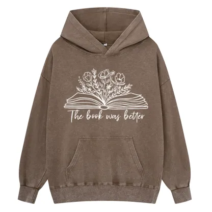 Pagewings Floral The Book Was Better Unisex Washed Hoodie