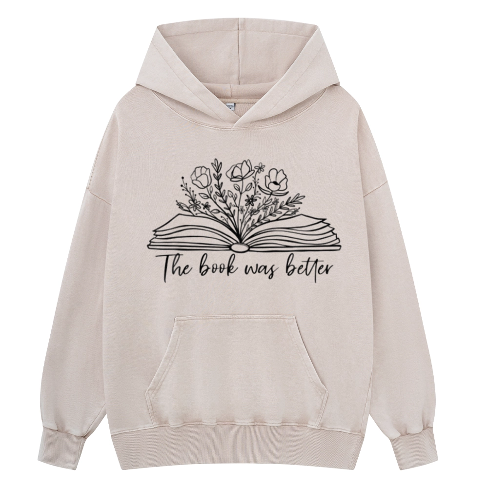 Pagewings Floral The Book Was Better Unisex Washed Hoodie