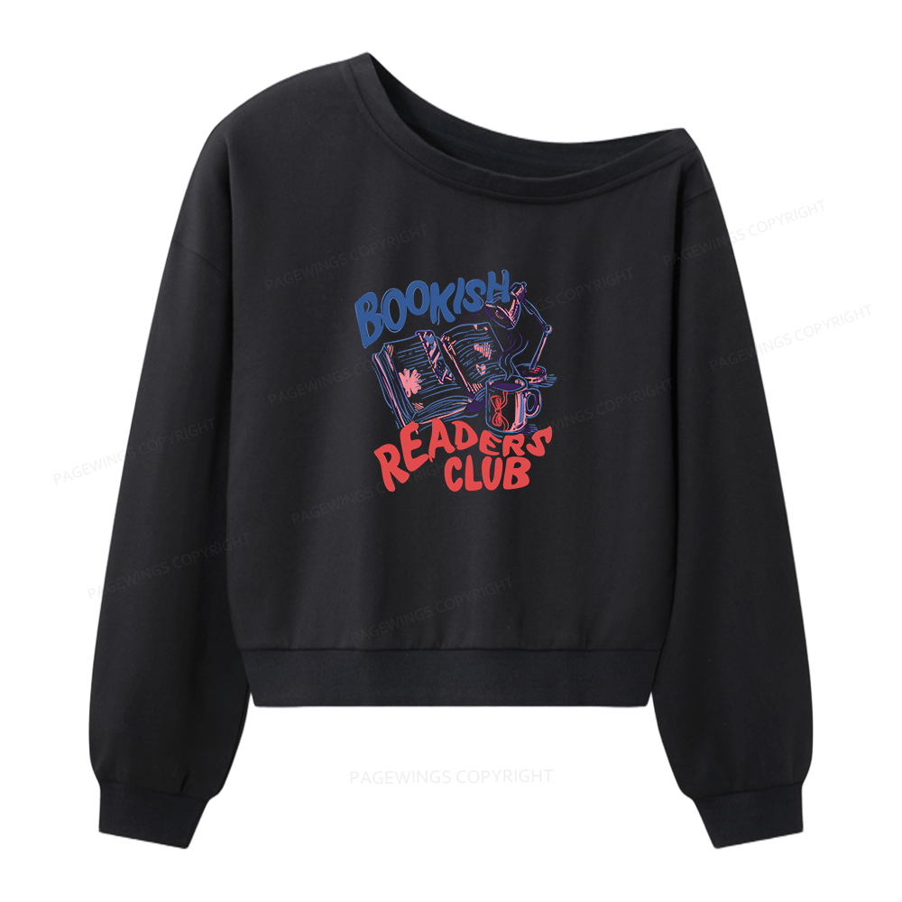 Pagewings Bookish Readers Club Women Off  Shoulder Sweatshirt