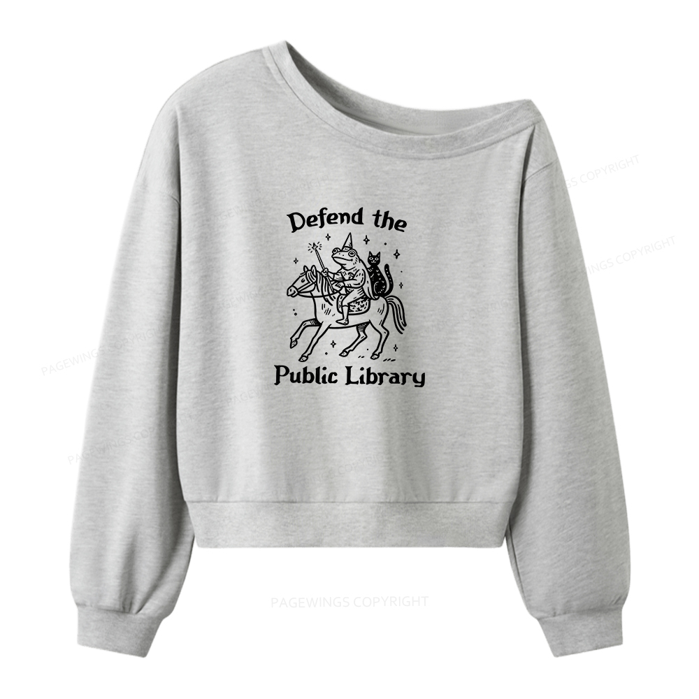Pagewings Defend The Public Library Women Off Shoulder Sweatshirt