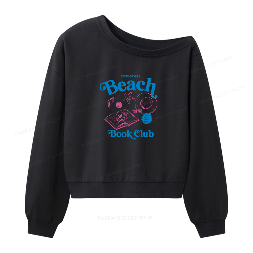 Pagewings Beach Book Club Women Off  Shoulder Sweatshirt