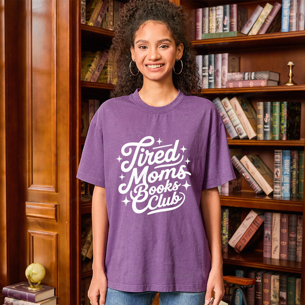 Pagewings Tired Moms Books Club Unisex Washed T-shirt