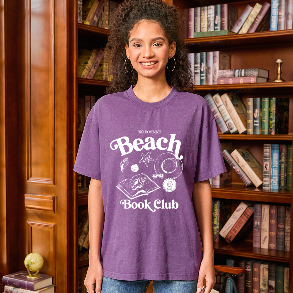 Pagewings Beach Book Club Unisex Washed T-shirt