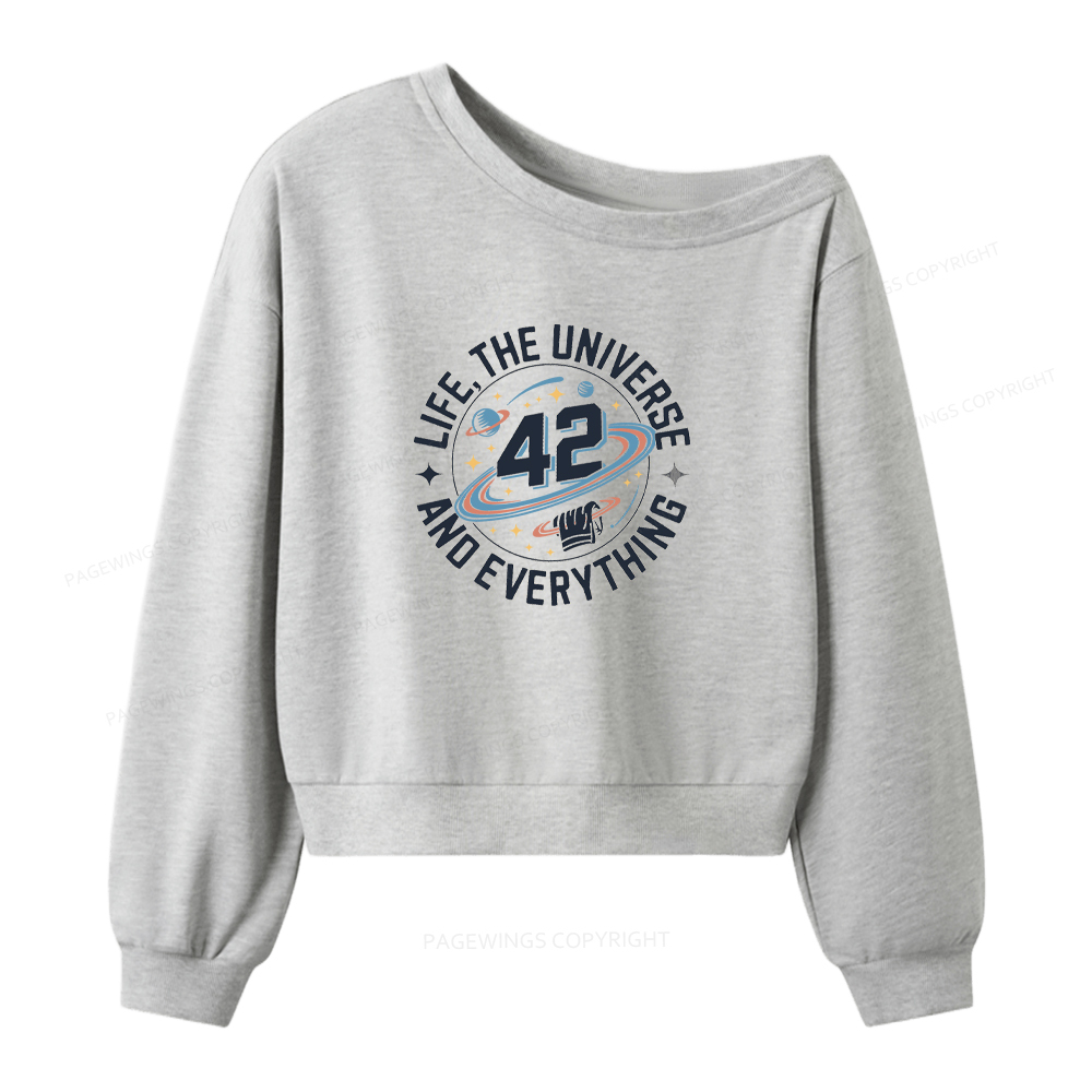 Pagewings Life The Universe And Everything Women Off Shoulder Sweatshirt