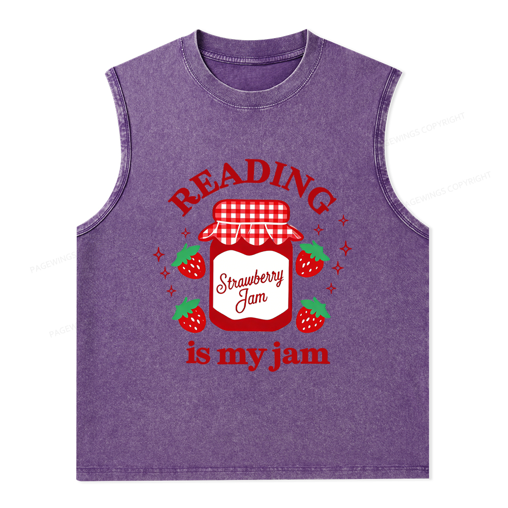Pagewings Valentines Day Reading is My Jam Unisex Washed Tank Top