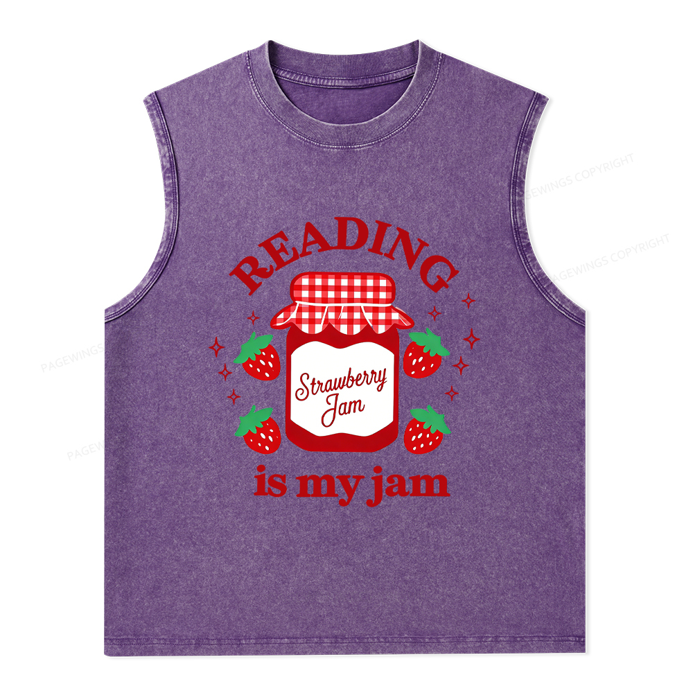 Pagewings Valentines Day Reading is My Jam Unisex Washed Tank Top