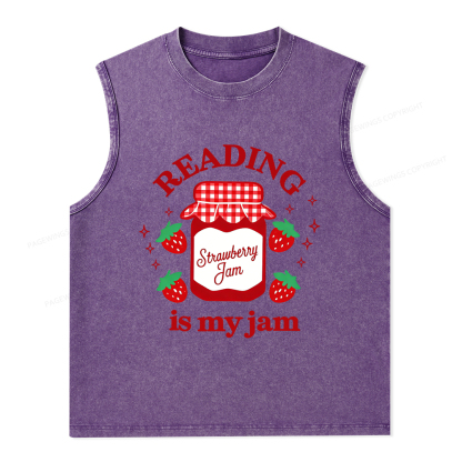 Pagewings Valentines Day Reading is My Jam Unisex Washed Tank Top