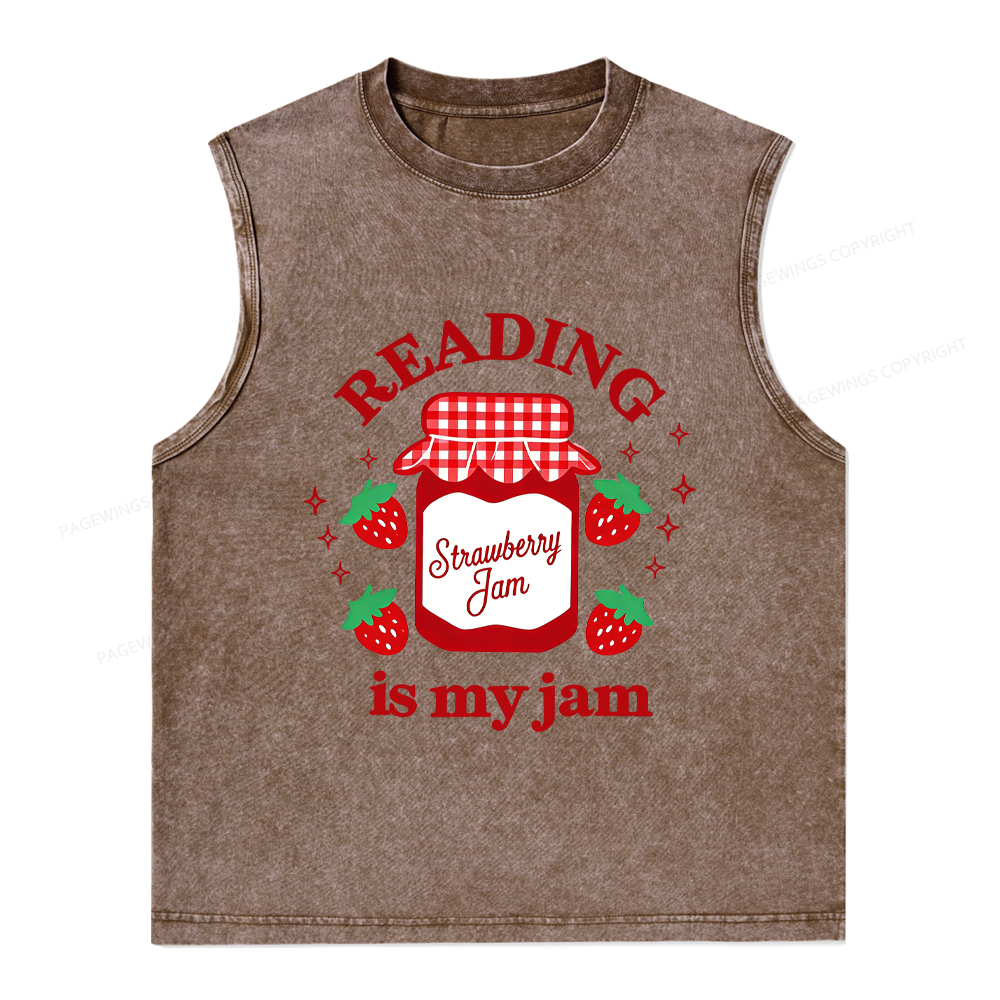 Pagewings Valentines Day Reading is My Jam Unisex Washed Tank Top