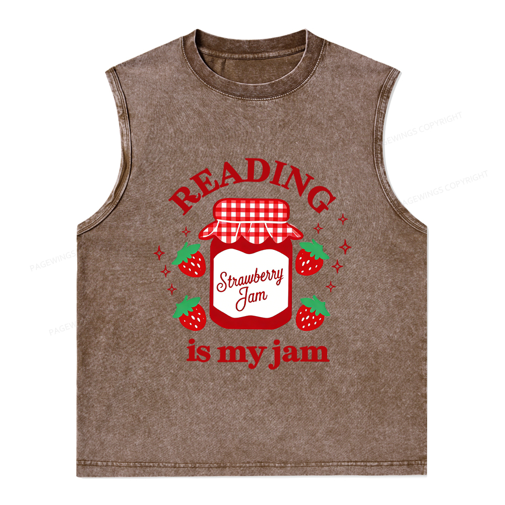 Pagewings Valentines Day Reading is My Jam Unisex Washed Tank Top