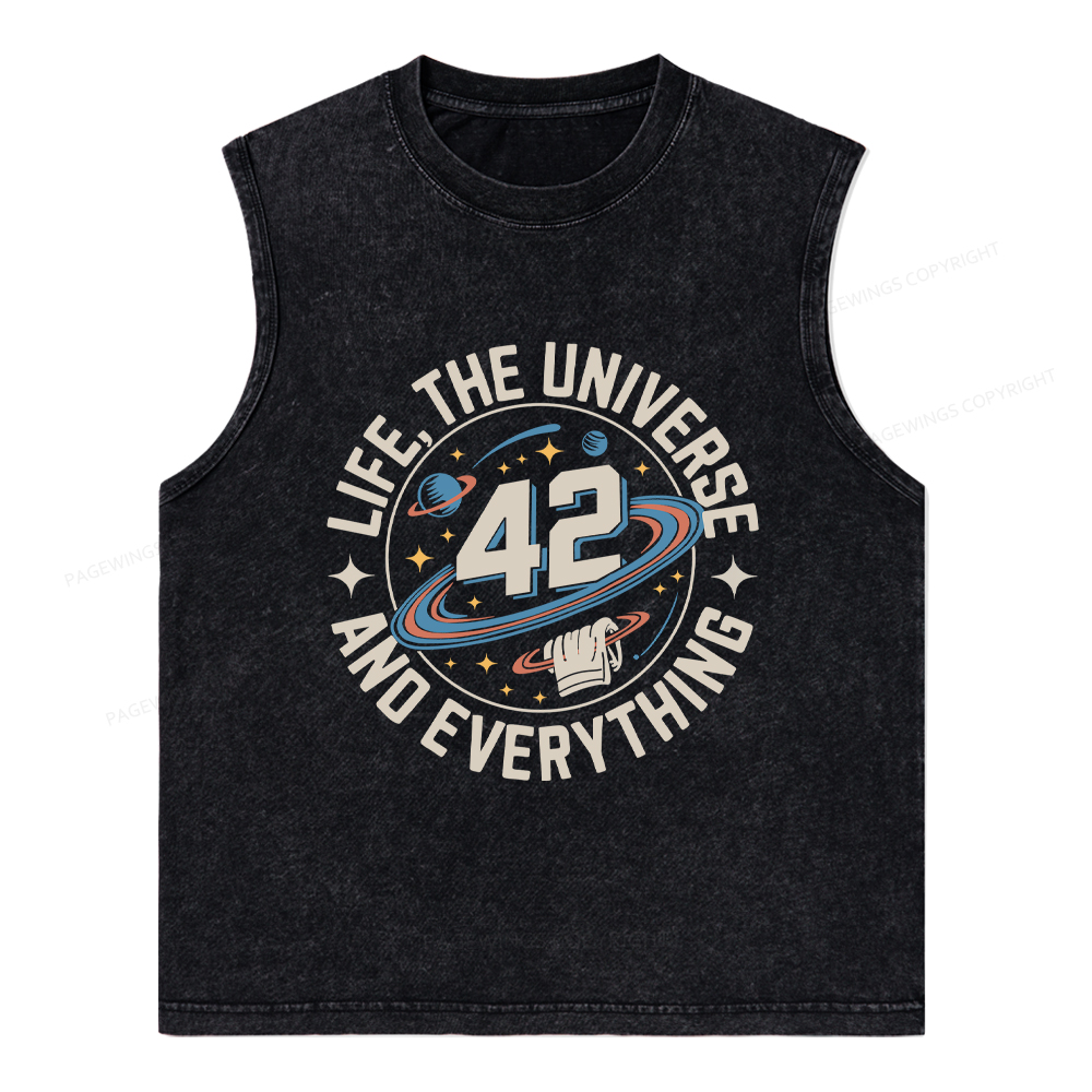 Pagewings Life The Universe And Everything Unisex Washed Tank Top