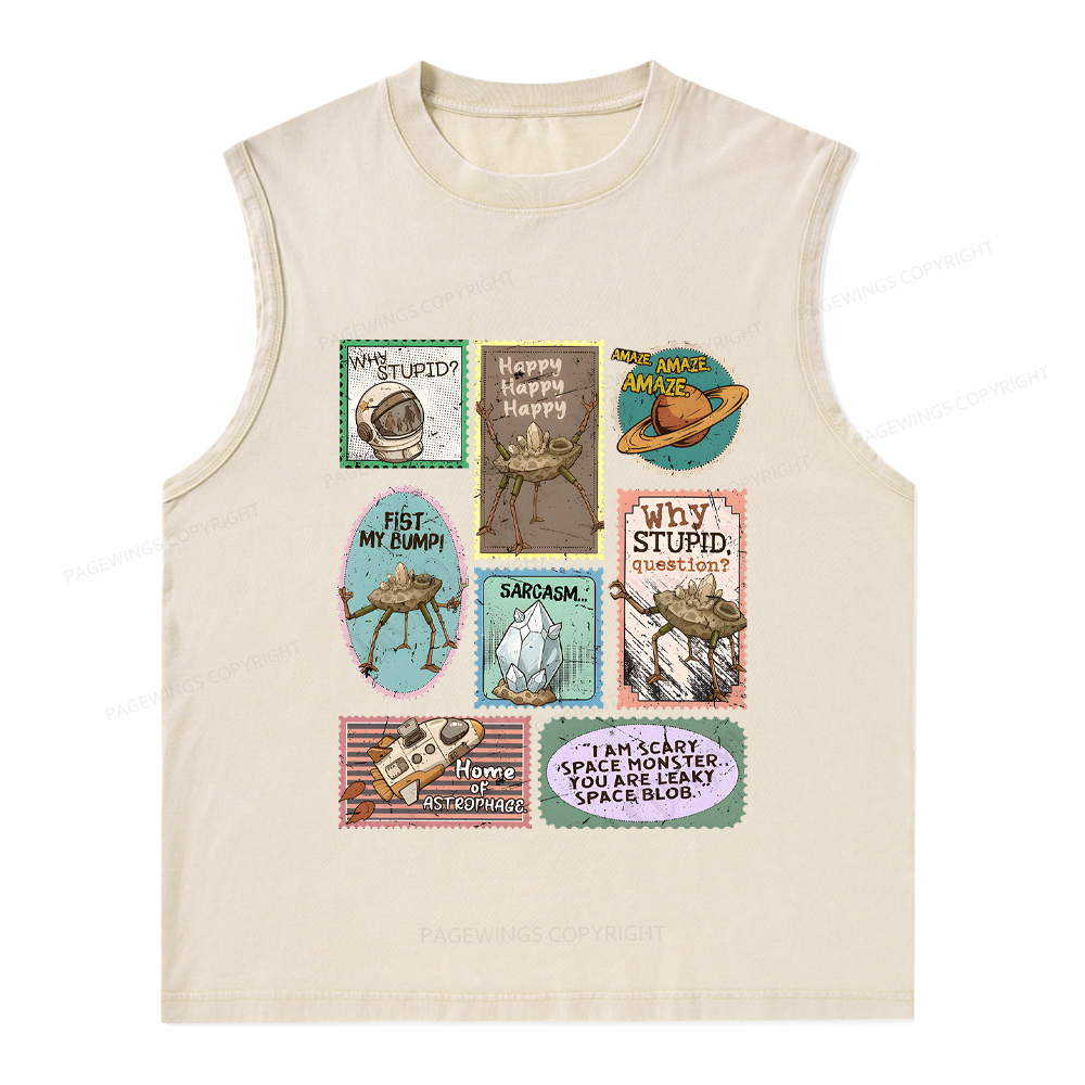Pagewings Amaze Retro Sci-Fi Unisex Washed Tank Top