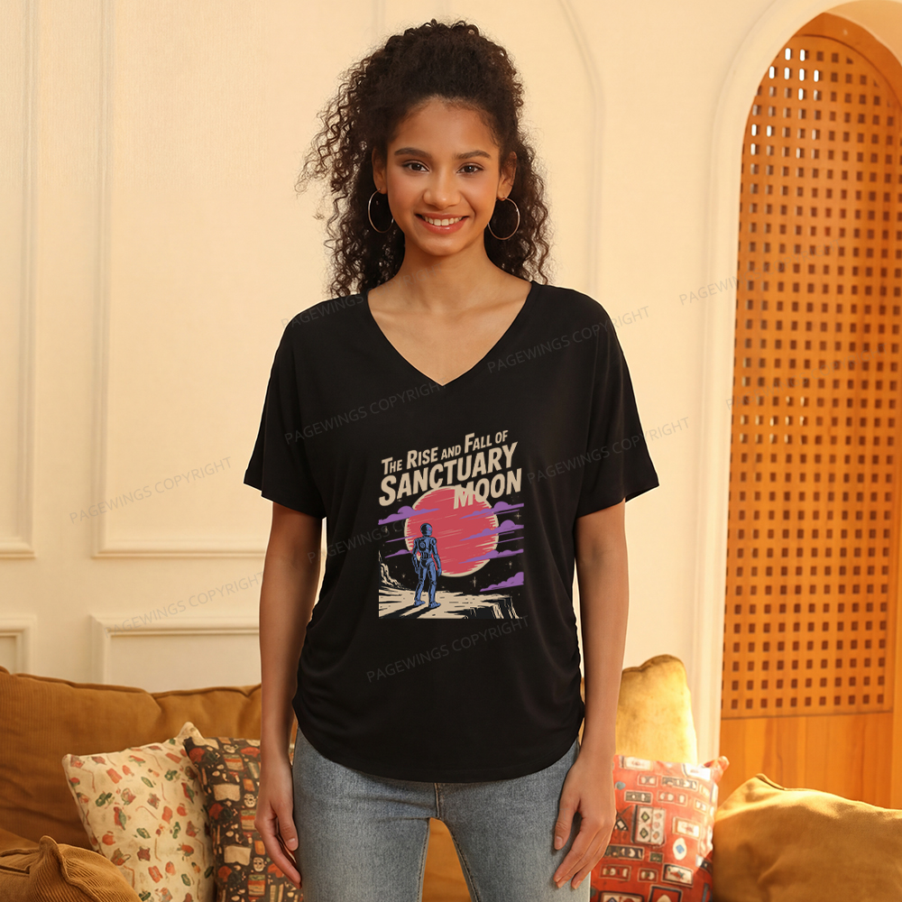 Pagewings The Rise And Fall Of Sanctuary Moon Soft Women's Modal V-neck T-shirt