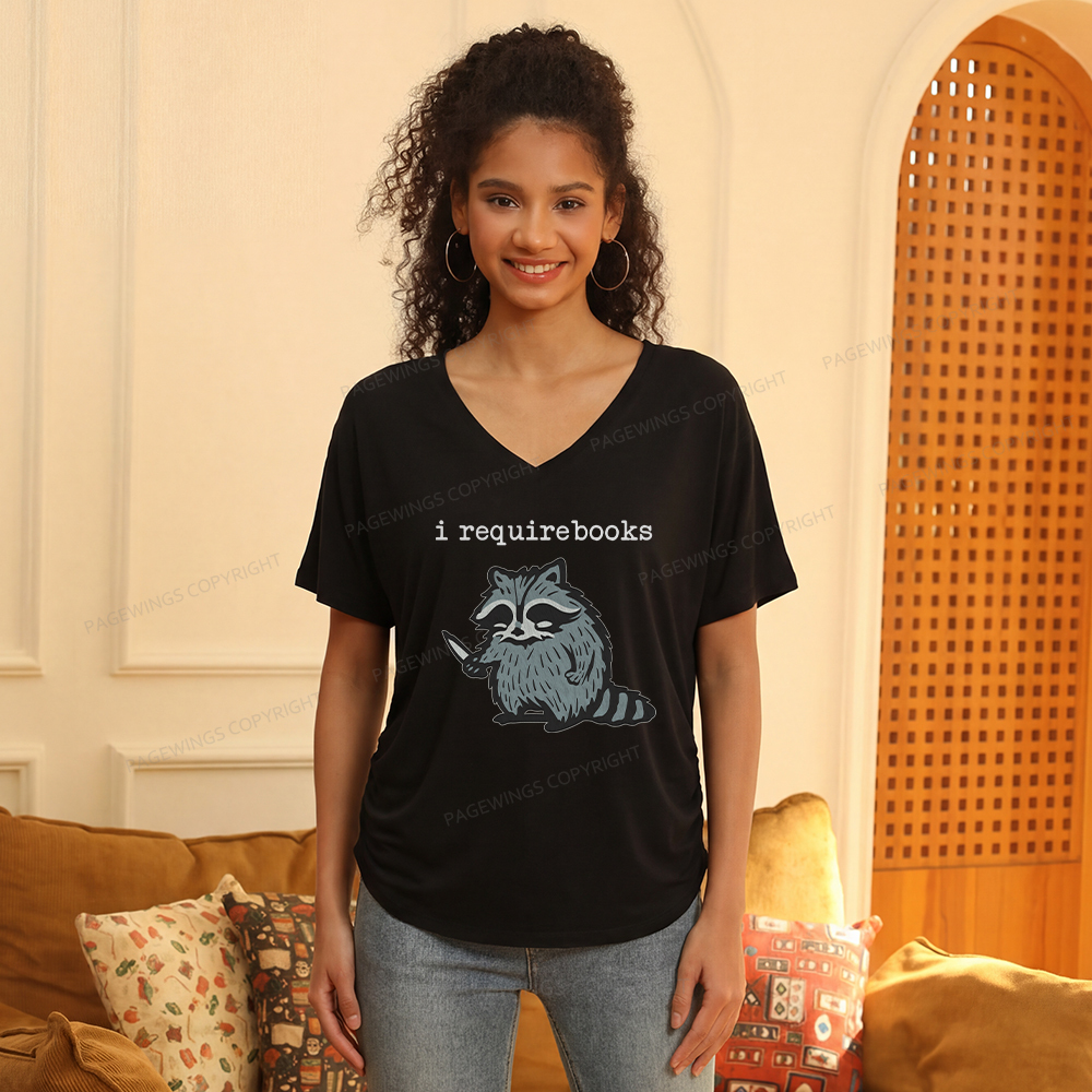 Pagewings I Require Books Soft Women's Modal V-neck T-shirt