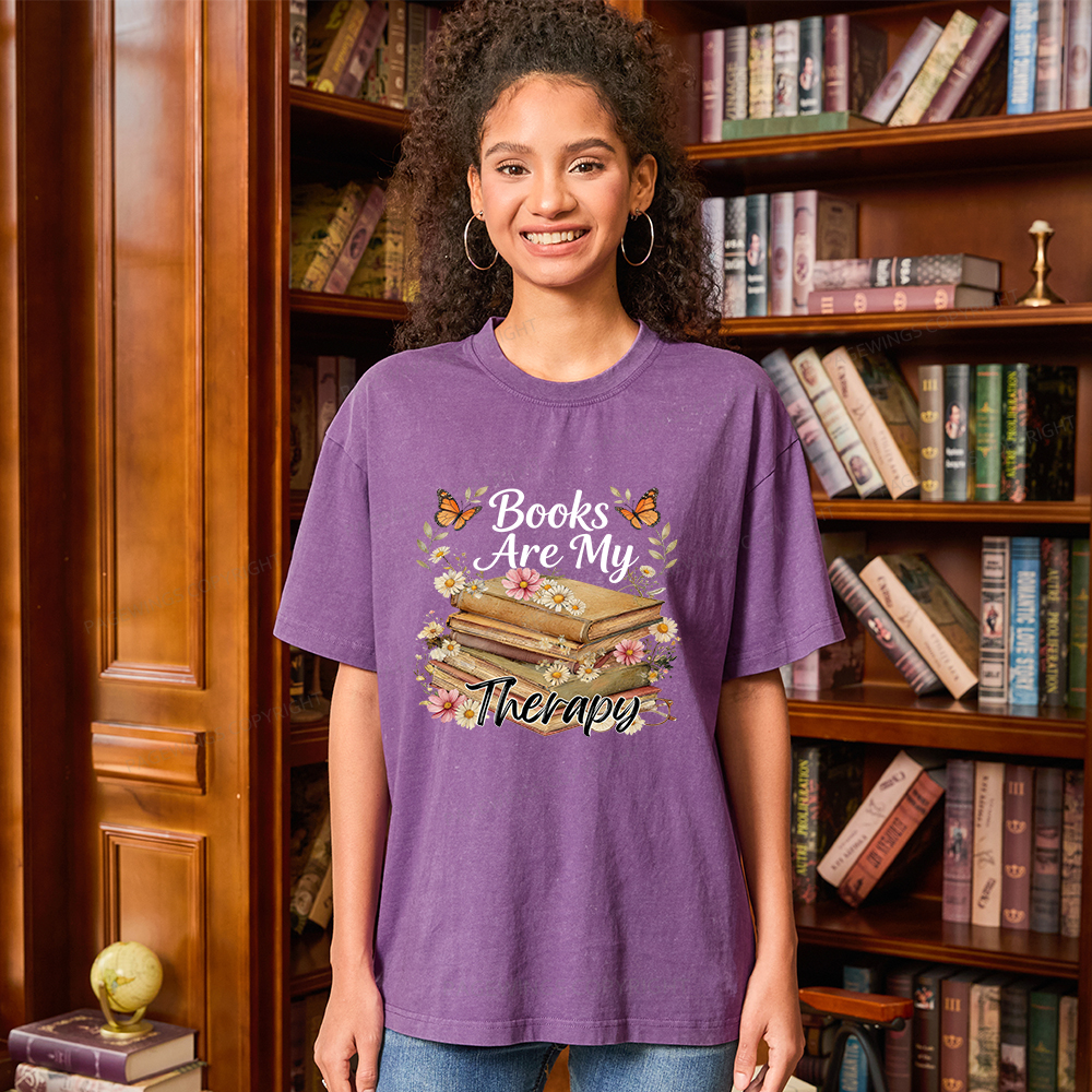 Pagewings Books Are My Therapy Unisex Washed T-shirt
