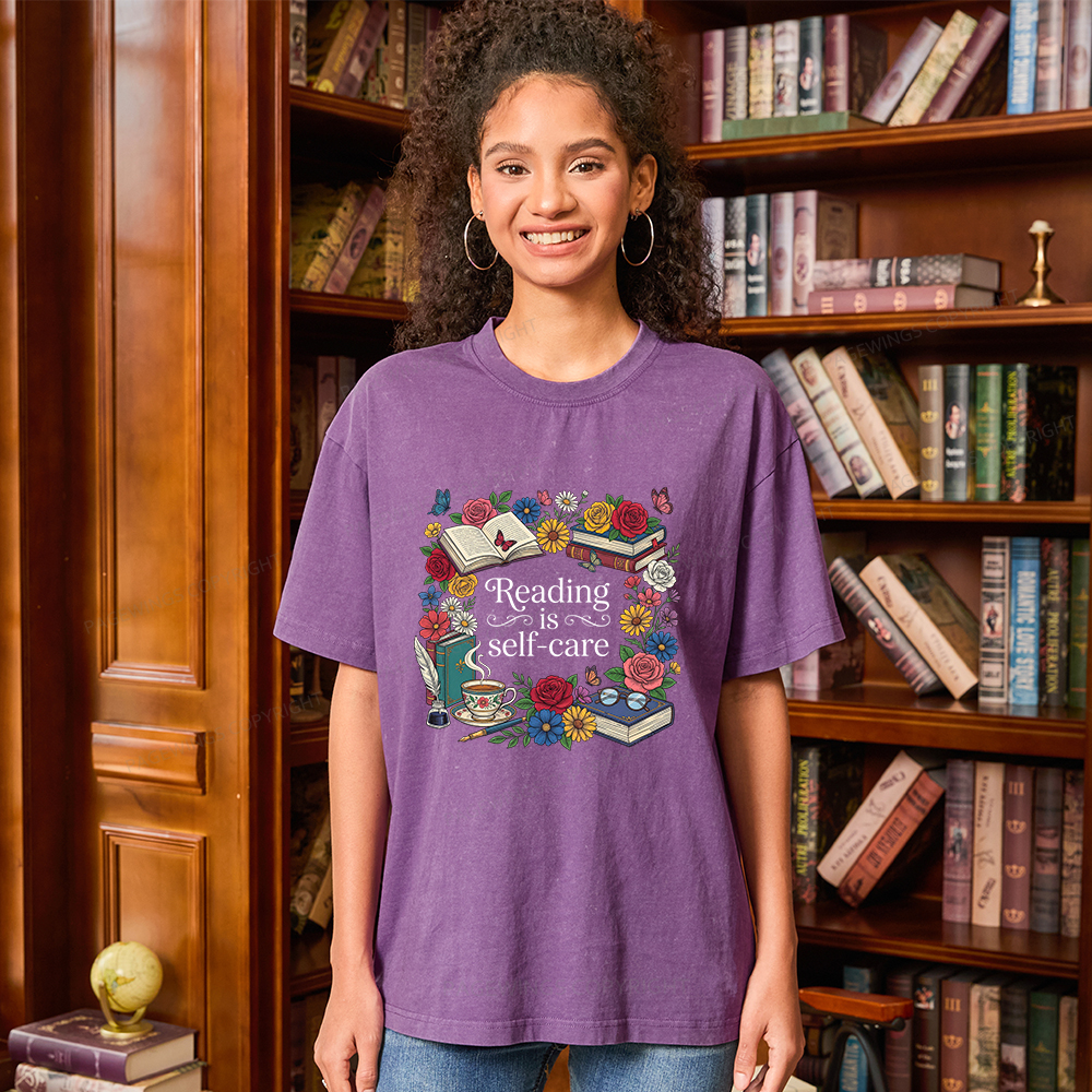 Pagewings Reading Is Self Care Unisex Washed T-shirt