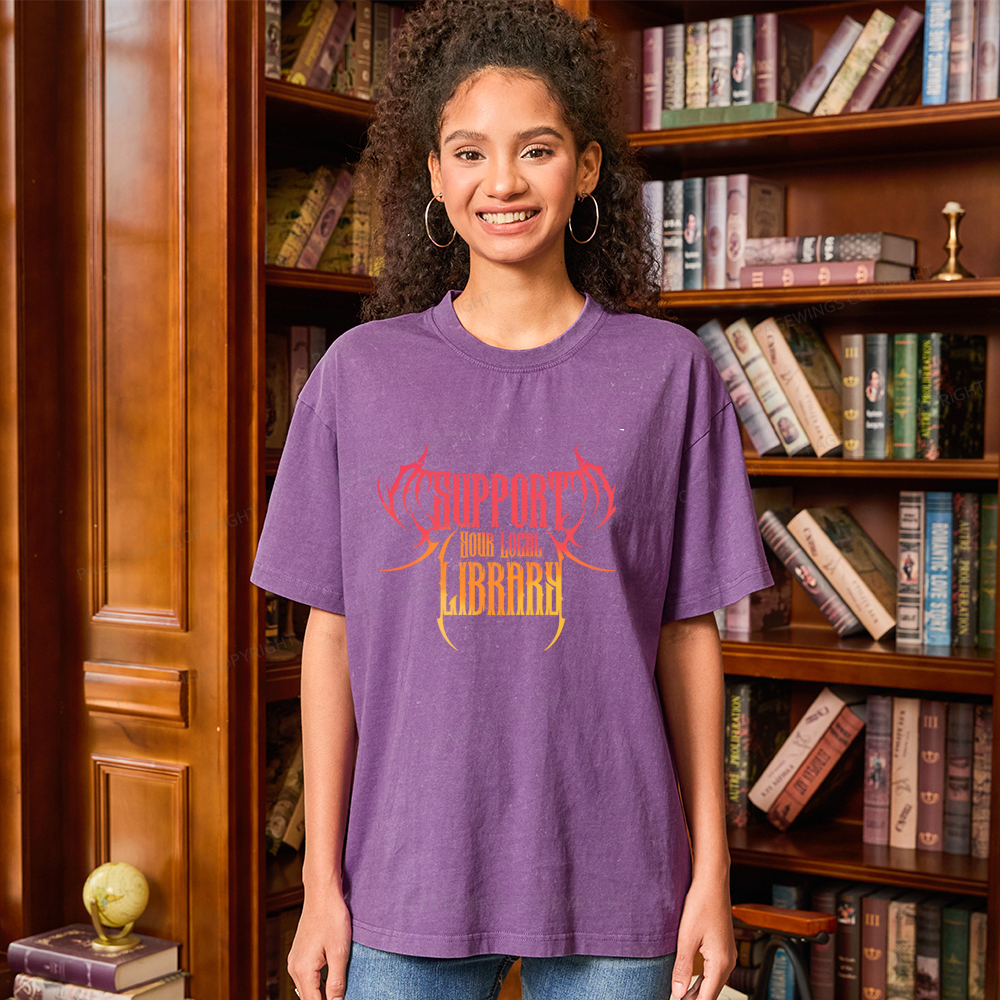 Pagewings Support Your Local Library Unisex Washed T-shirt