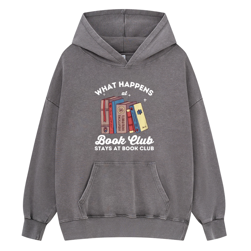 Pagewings Stays At Book Club Book Unisex Washed Hoodie
