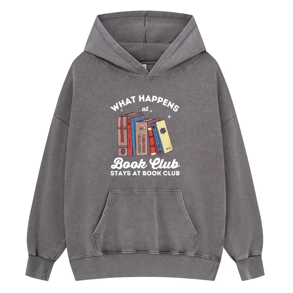 Pagewings Stays At Book Club Book Unisex Washed Hoodie