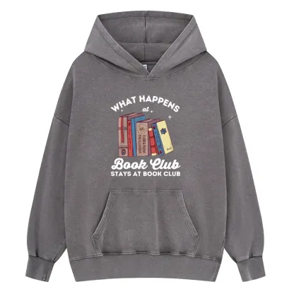 Pagewings Stays At Book Club Book Unisex Washed Hoodie