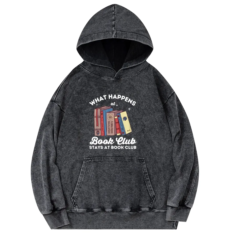 Pagewings Stays At Book Club Book Unisex Washed Hoodie