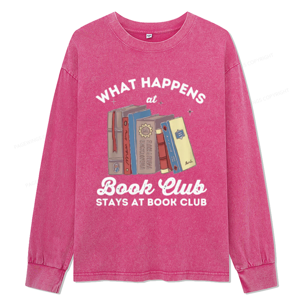 Pagewings Stays At Book Club Book Unisex Washed Long Sleeve T-shirt