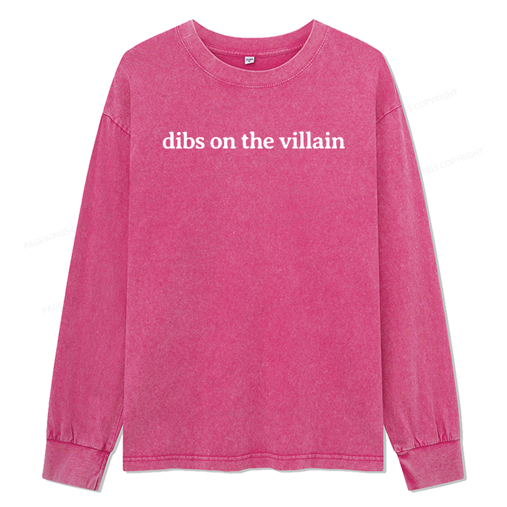 Pagewings Dibs On The Villain Unisex Washed Long Sleeve T-shirt