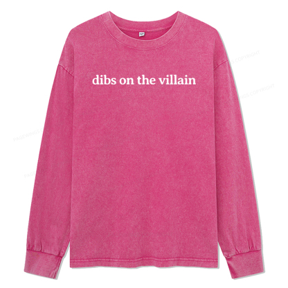 Pagewings Dibs On The Villain Unisex Washed Long Sleeve T-shirt