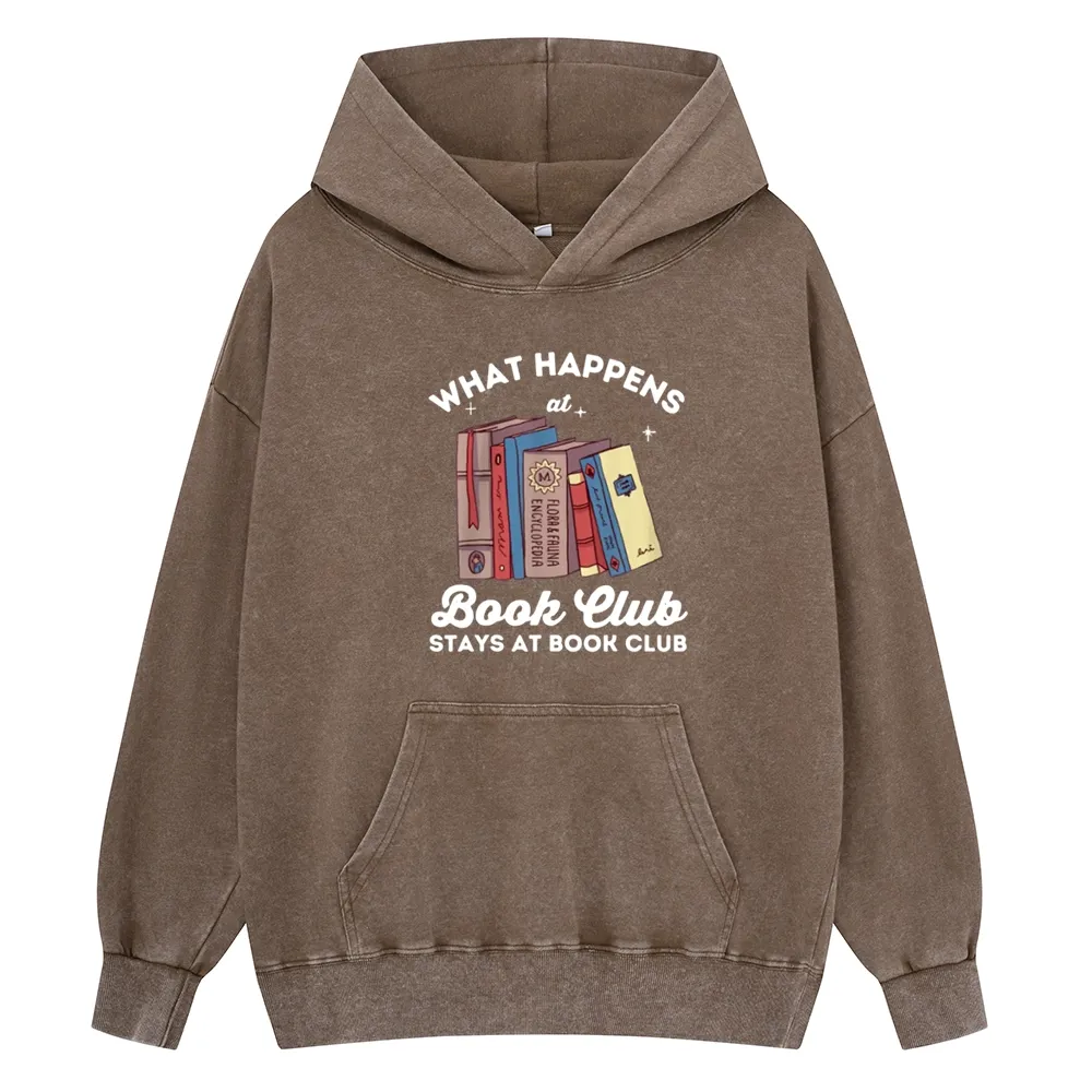 Pagewings Stays At Book Club Book Unisex Washed Hoodie