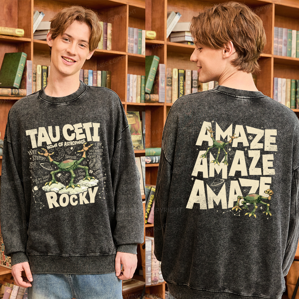Pagewings Rocky Tau Ceti Home of Astrophage Unisex Washed Sweatshirt
