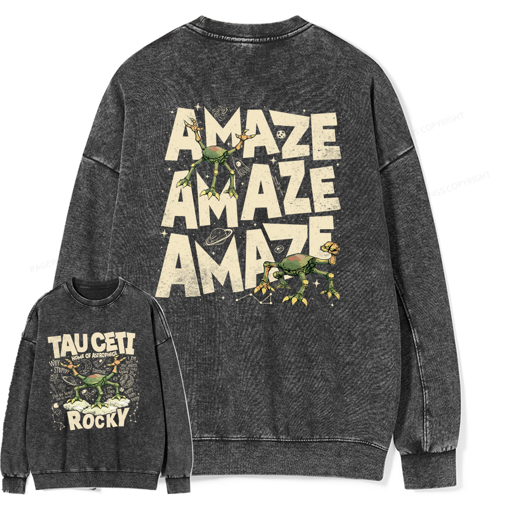 Pagewings Rocky Tau Ceti Home of Astrophage Unisex Washed Sweatshirt