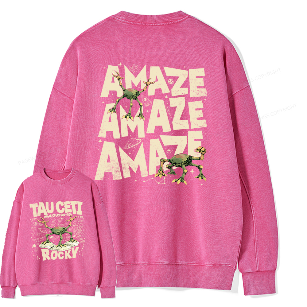 Pagewings Rocky Tau Ceti Home of Astrophage Unisex Washed Sweatshirt