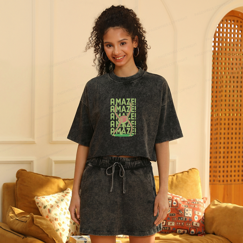 Pagewings Rocky Amaze Women's Washed Cropped T-shirt