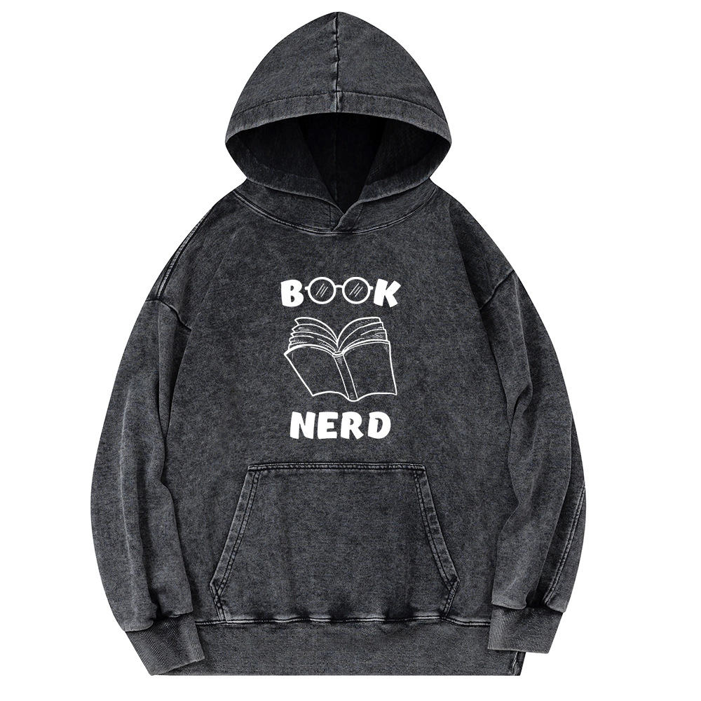 Pagewings Book Nerd Funny Book Unisex Washed Hoodie