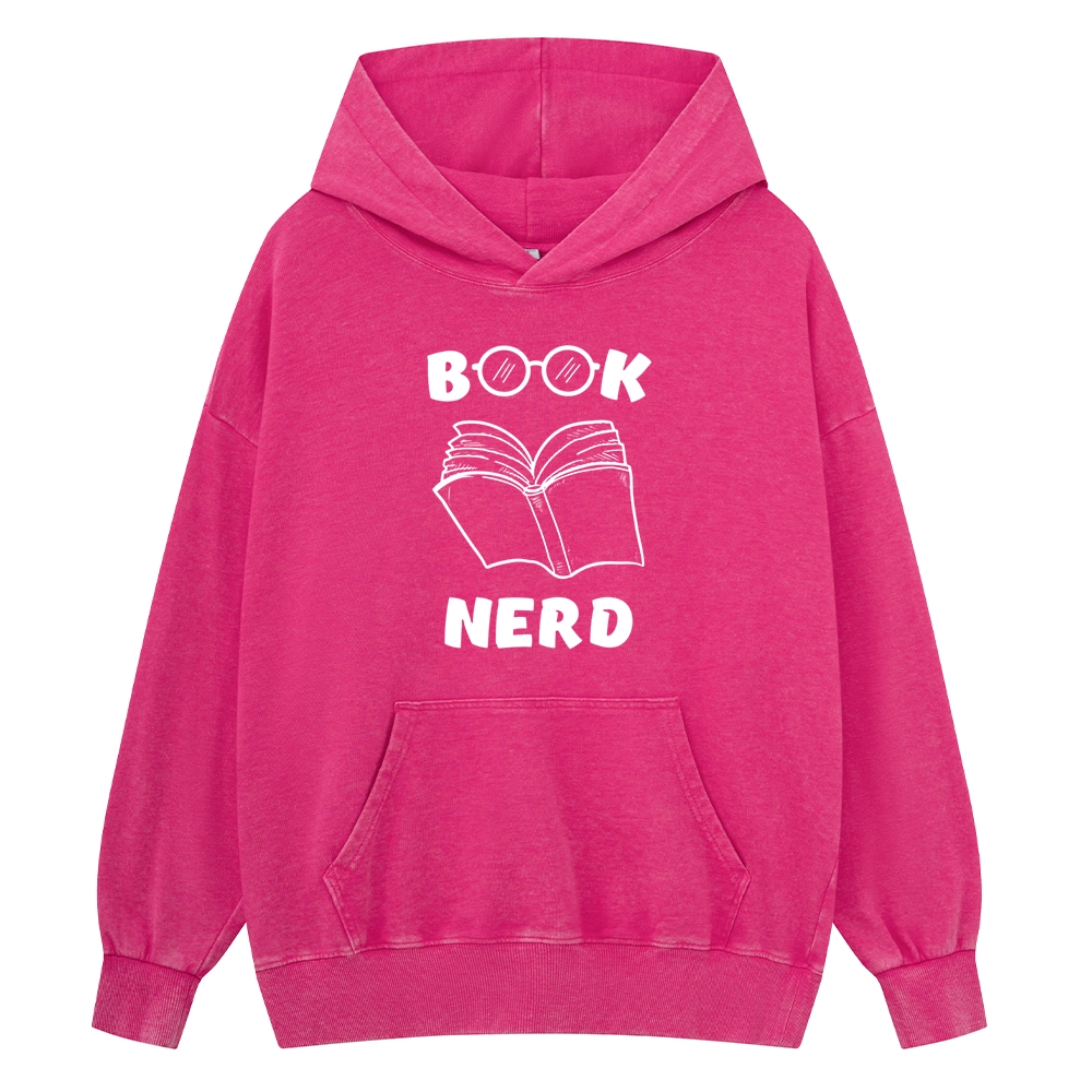 Pagewings Book Nerd Funny Book Unisex Washed Hoodie
