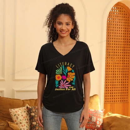 Pagewings Literacy And Justice Soft Women's Modal V-neck T-shirt