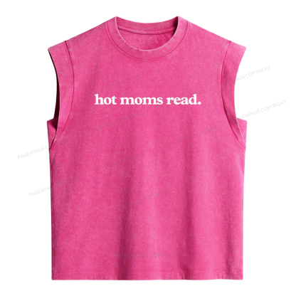 Pagewings Hot Moms Read Women's Washed Tank Top