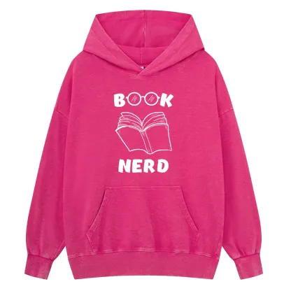 Pagewings Book Nerd Funny Book Unisex Washed Hoodie
