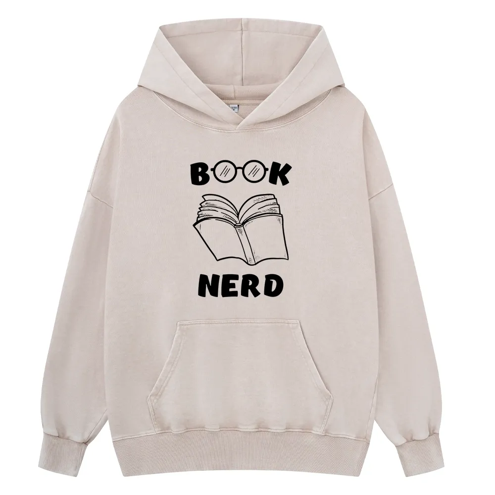 Pagewings Book Nerd Funny Book Unisex Washed Hoodie