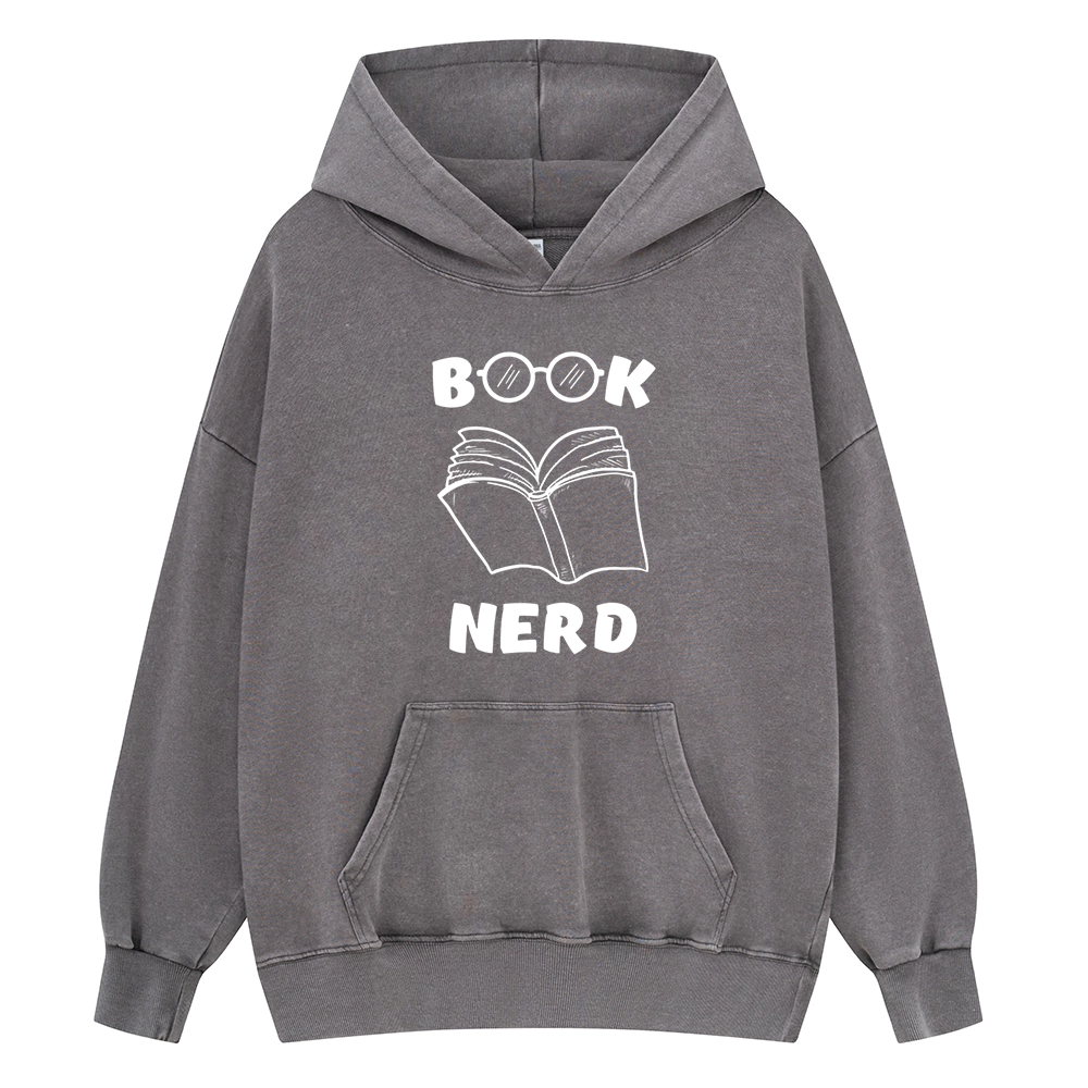 Pagewings Book Nerd Funny Book Unisex Washed Hoodie