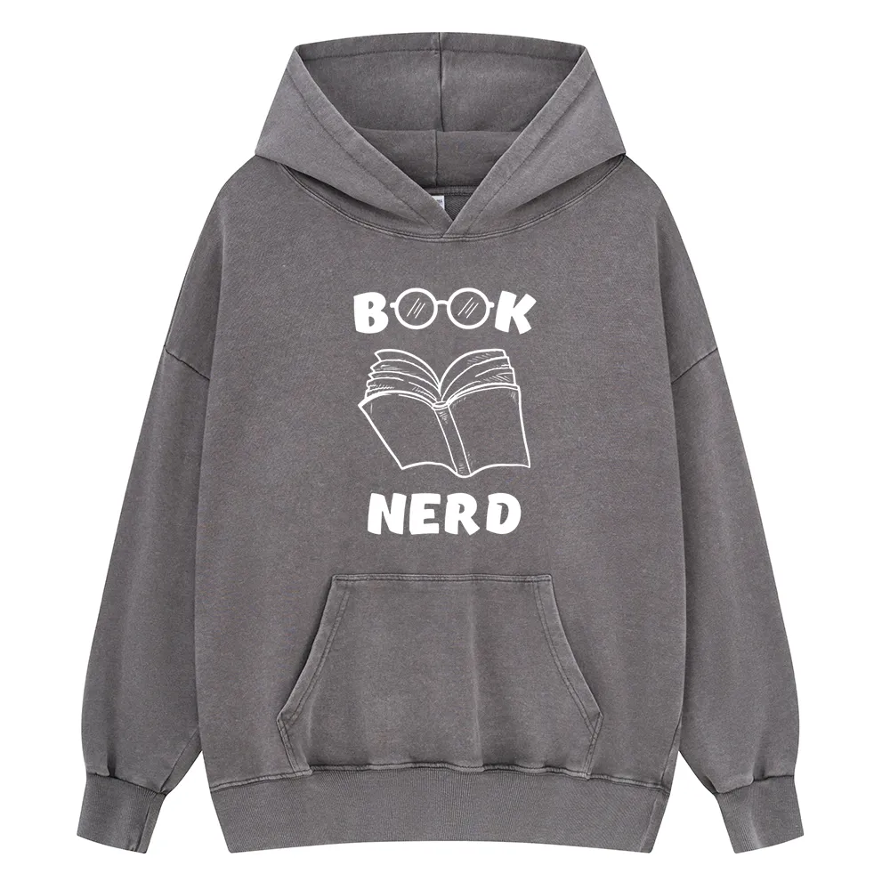 Pagewings Book Nerd Funny Book Unisex Washed Hoodie