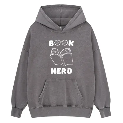 Pagewings Book Nerd Funny Book Unisex Washed Hoodie