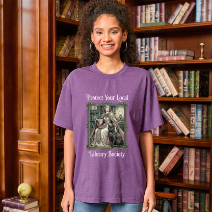 Pagewings Defend Your Local Public Library Unisex Washed T-shirt
