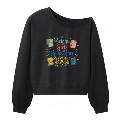 Pagewings Cool Kids Read Books Women Off Shoulder Sweatshirt