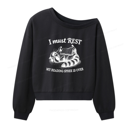 Pagewings My Reading Spree Is Over Women Off Shoulder Sweatshirt