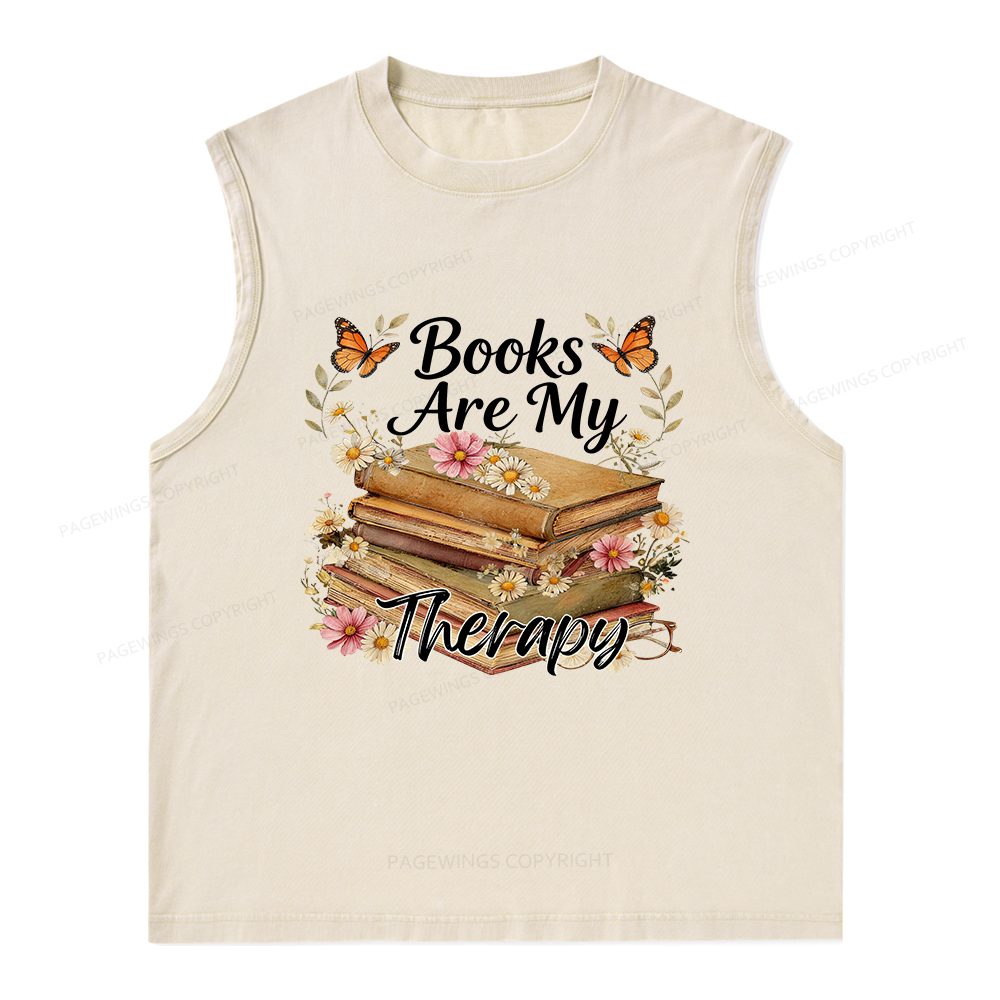 Pagewings Books Are My Therapy Unisex Washed Tank Top