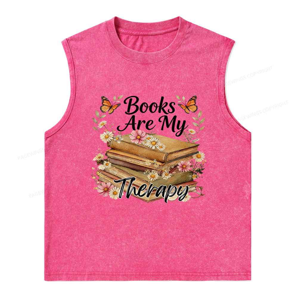 Pagewings Books Are My Therapy Unisex Washed Tank Top