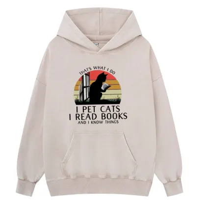 Pagewings Cat And Book Unisex Washed Hoodie