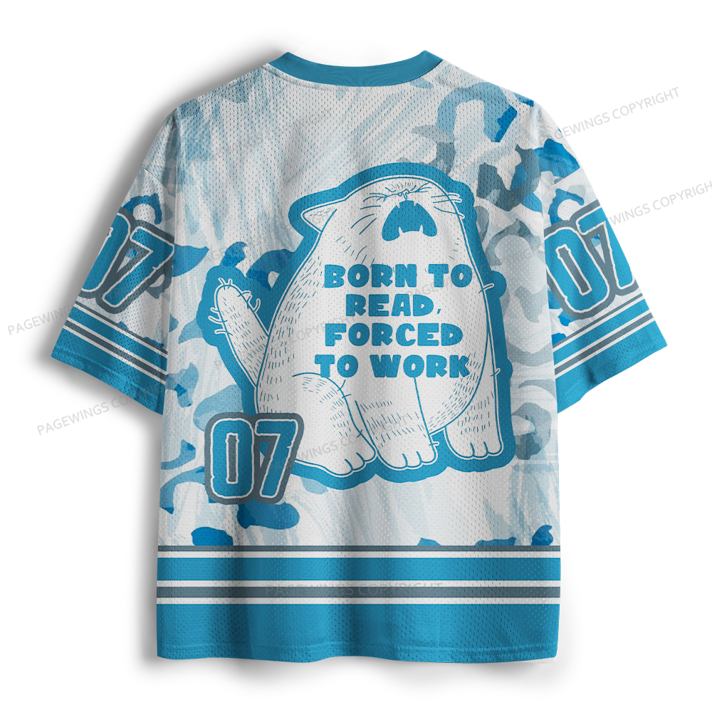 Pagewings Born To Read Forced To Work  Unisex Mesh Jersey