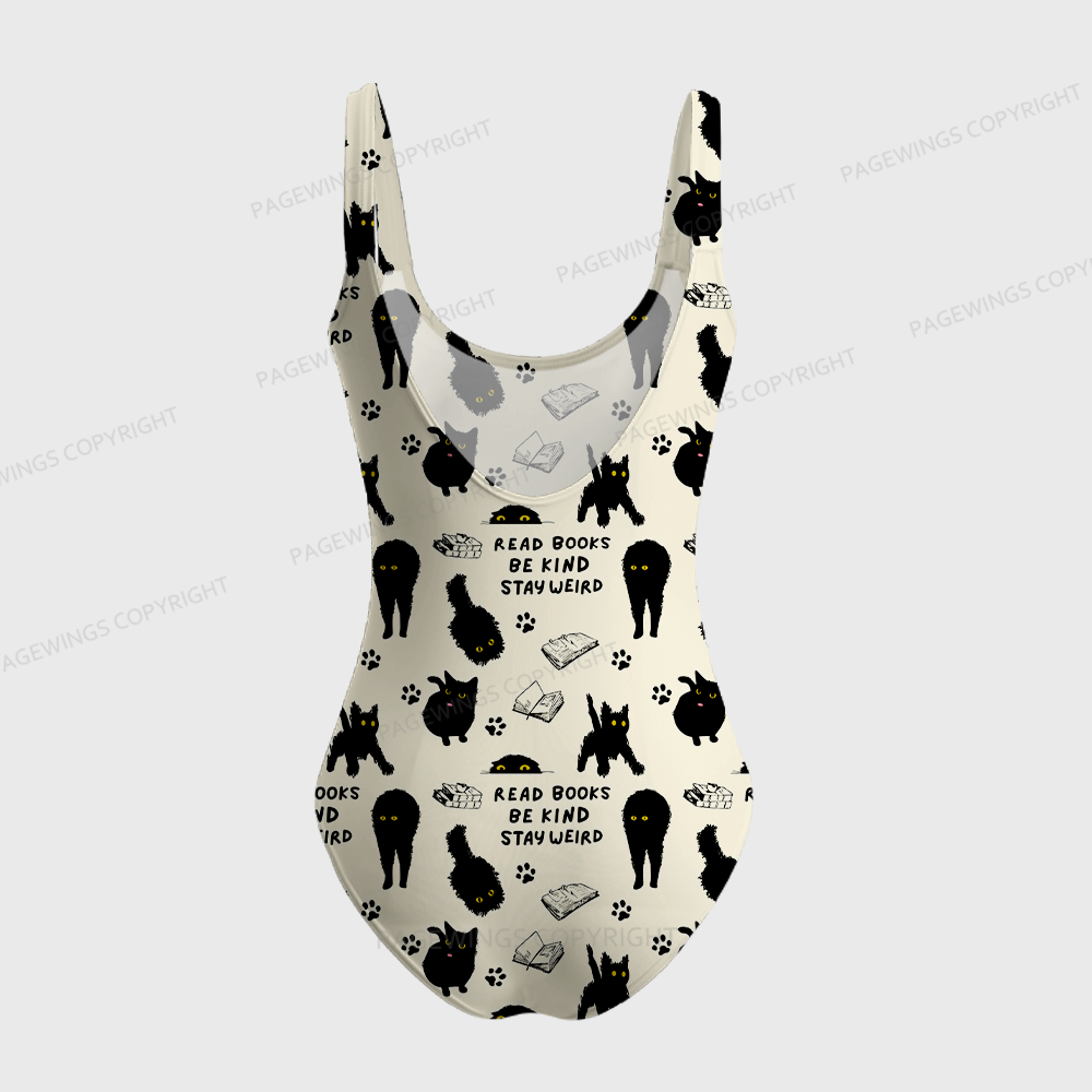 Pagewings Read Books Be Kind Stay Weird One-Piece Swimsuit 