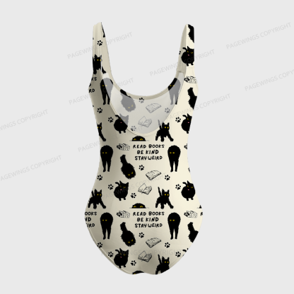 Pagewings Read Books Be Kind Stay Weird One-Piece Swimsuit 